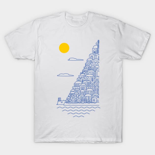 Positano lineart minimal drawingf T-Shirt by Maxsomma